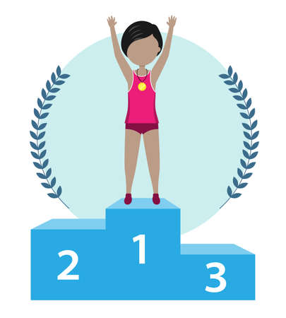 Woman athlete celebrating victory. Isolated vector.のイラスト素材