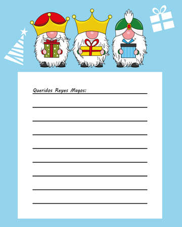 Letter to the three kings of orient. Dear wise men written in Spanishのイラスト素材