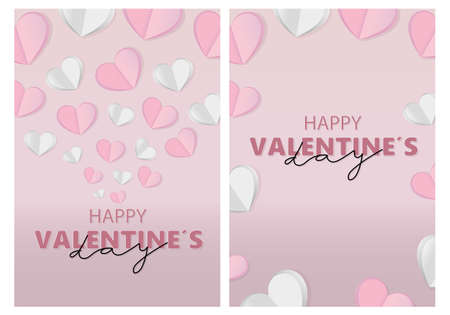 Set of two romantic cards for Valentine's Day with heartsのイラスト素材