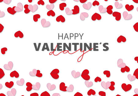 Valentine's day background. Red and pink hearts with white backgroundのイラスト素材