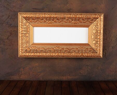 old  frames over the grunge wall background の写真素材