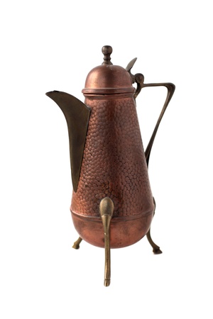 Vintage copper  teapot on white backgroundの写真素材