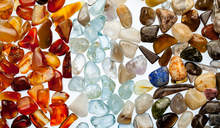 Semiprecious stones on white background