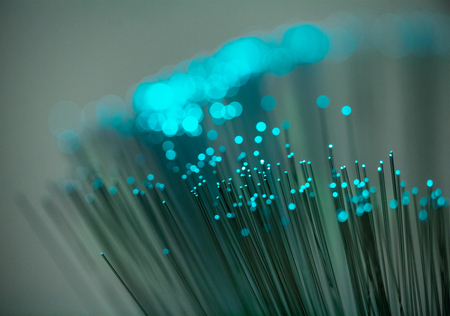 Fiber optics close-up, focal point on distant fibresの写真素材