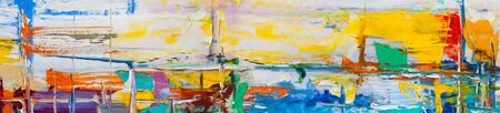 Abstract art background. Modern art . Multicolored  bright texture.  Oil painting .の写真素材