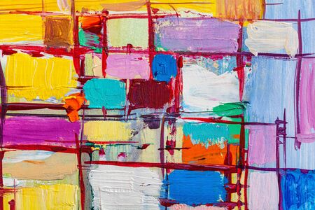 Abstract art background. Modern art . Multicolored  bright texture.  Oil painting .の写真素材