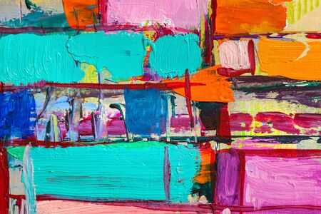Abstract art background. Modern art . Multicolored  bright texture.  Oil painting .の写真素材