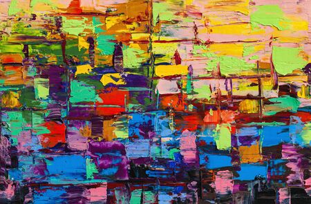 Abstract art background. Modern art . Multicolored  bright texture.  Oil painting .の写真素材
