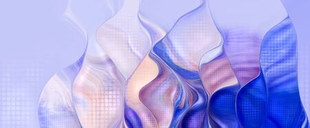 Colorful abstract twisted wavy shape in motion. Geometric digital art.の写真素材