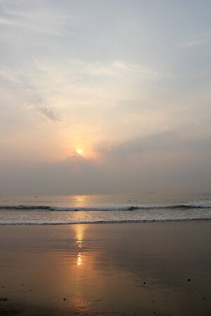 Sunset at coast of Indiaの写真素材