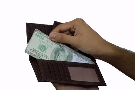 Counting money from bag