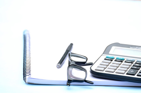 Study equipment with exercise book.の写真素材