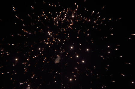 Fireworks display in night sky.の写真素材