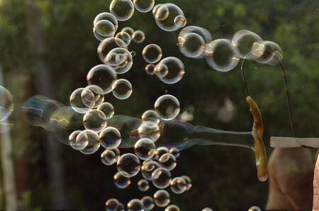 By following balloon man expressing his love.