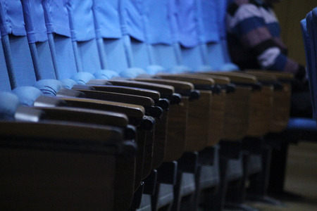Auditorium empty blue seat.の写真素材