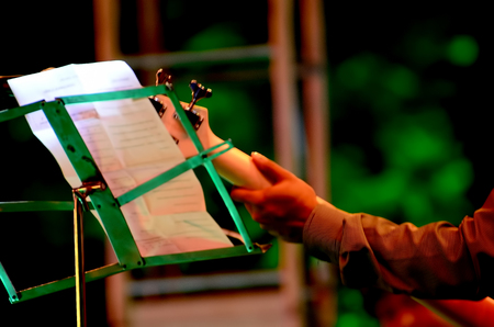 During Christmas a live stage programme is performed by singer at Calcutta. Various songs are sung by singerの写真素材