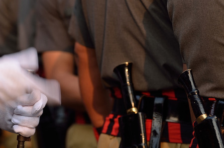 Indian army standing with gun and knife.の写真素材