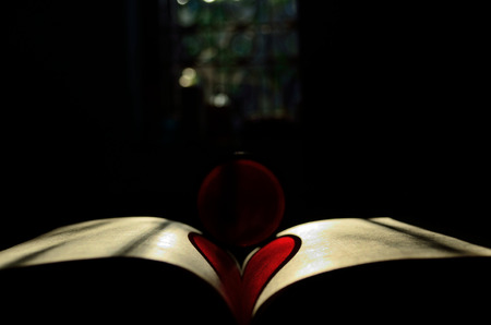 Heart shape in book.の写真素材