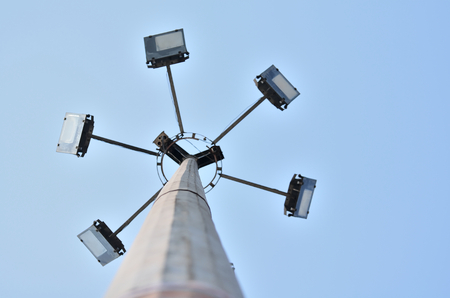 Lighting tower in a sky from low angle view.の写真素材