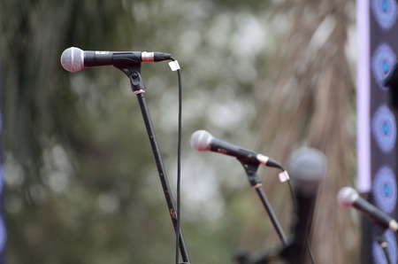 Close-up of sound recording instrument, Microphone.の写真素材