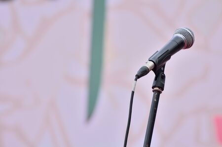 Close-up of sound recording instrument, Microphone.の写真素材