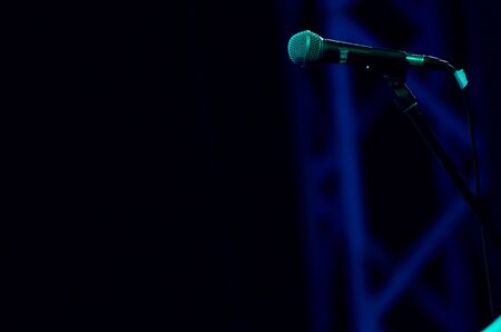 Close-up of sound recording instrument, Microphone.の写真素材