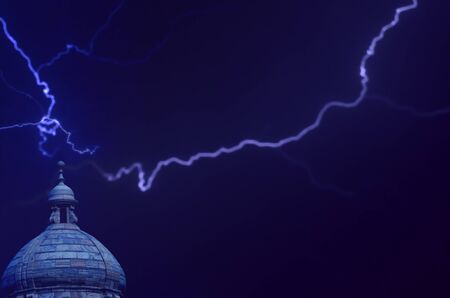 A lightning in the skyの写真素材