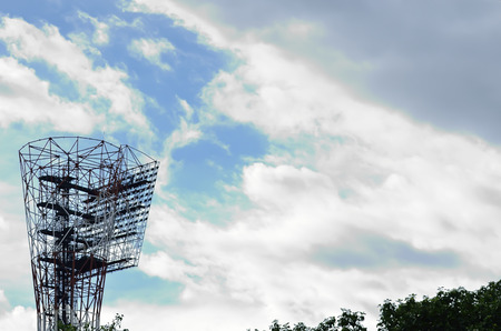 Flood light of a stadium on clear sky.の写真素材