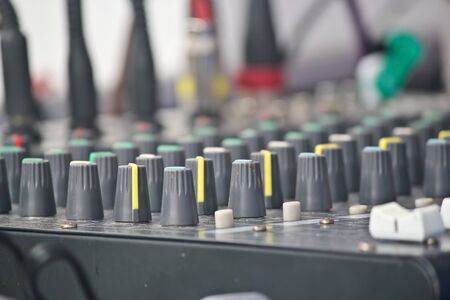 Close-up of a sound mixer.の写真素材