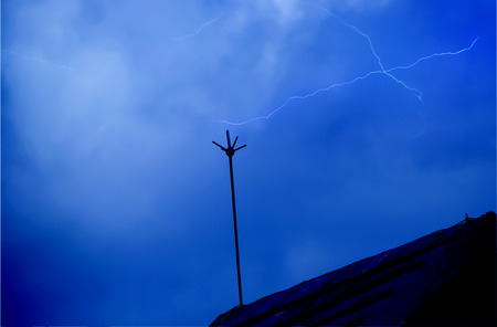 A lightning in the skyの写真素材