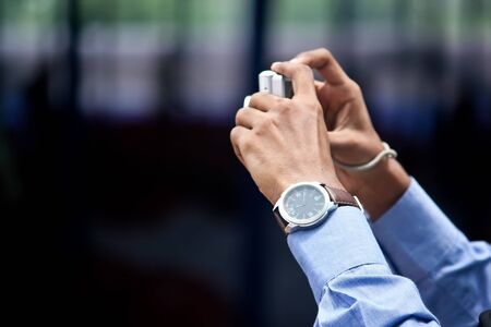 Someone talking a picture in a camera.の写真素材