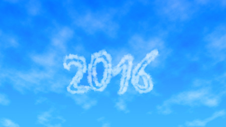 Year 2016 in sky. It consists of 3 layers.の写真素材