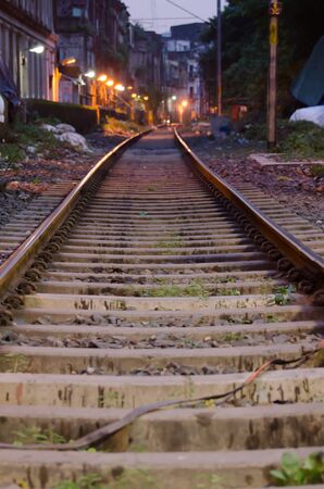 Rail track approaching each other