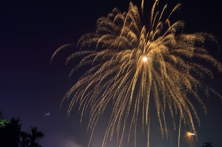 Close-up of fireworks in a night sky.In Indian festival of light.の写真素材