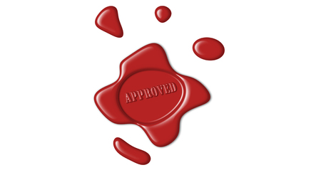 Brown wax seal in white background.の写真素材