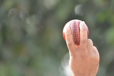Boys are playing cricket. Fast bowling grip.の写真素材
