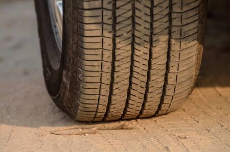 Car parking in a sand.の写真素材