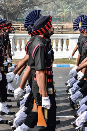 Indian army practice their parade during republic day.のeditorial素材