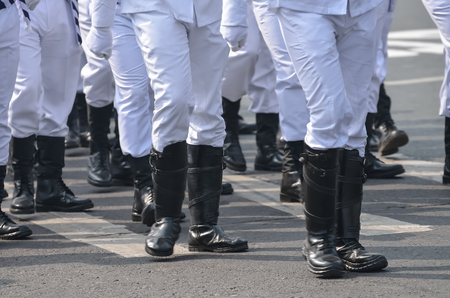 A team of Calcutta police are practicing parade for republic day.の写真素材