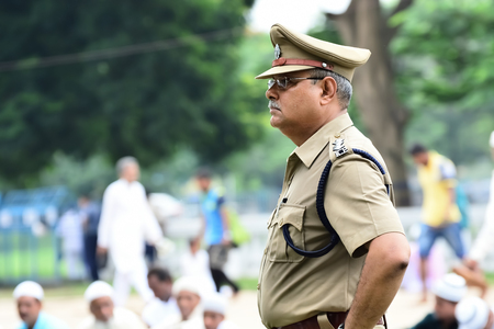 Close-up of Indian police.のeditorial素材
