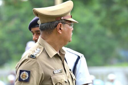 Close-up of Indian police.のeditorial素材