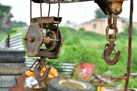 Crane hook is hanging