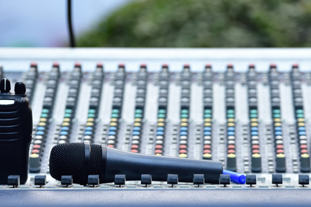 Audio mixer, music equipment in a live concertの写真素材
