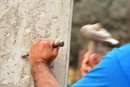 Man is working, making sculptureの写真素材