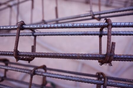 Steel bars, reinforcement concrete bars with wire rod. Iron Bars for House Construction,