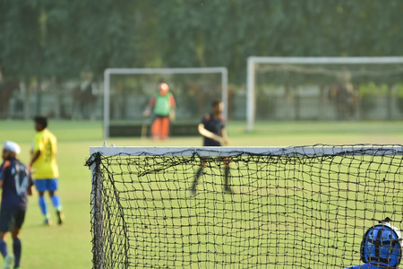 Boys are playing hockeyの写真素材