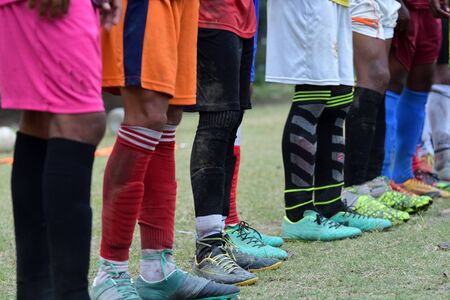 Soccer player are standingの写真素材