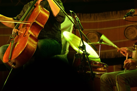 Cello player playing cello in a musical festivalの写真素材