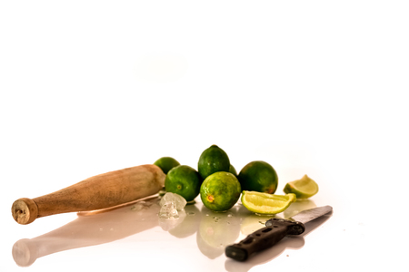 Fresh limes on white backgroundの写真素材