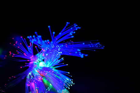 Optical fiber against black background